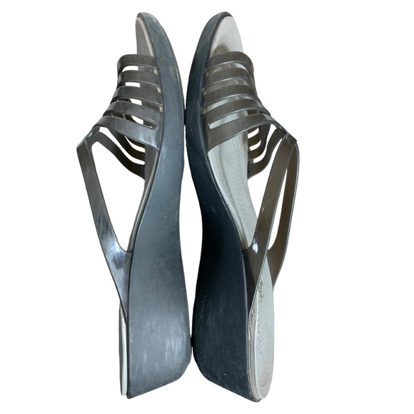 Crocs Iconic Comfort Isabella mini-wedge Black /  Smoke slide sandals size 10 - Picture 5 of 10